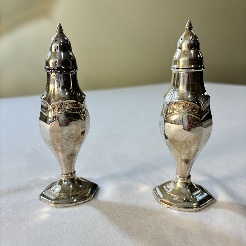 Vintage Silver-plated Salt And Pepper Shakers Marked 931